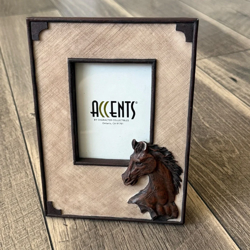 Vintage 1999 Accents Horse Head 3D Picture Frame Brown Western Rustic 5x7